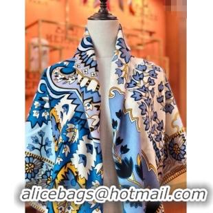 Good Product Hermes Cashmere & Silk Sqaure Shawl Scarf 140cm H112138 Blue 2023 Top