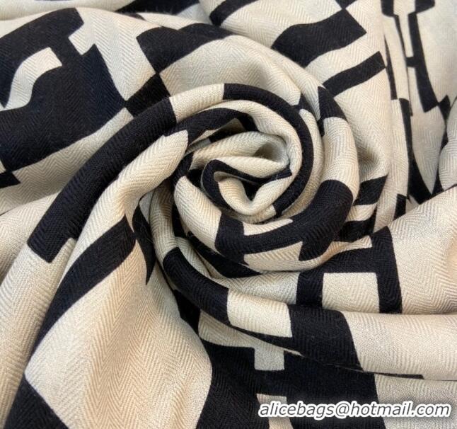 Top Grade Hermes Cashmere & Silk Sqaure Shawl Scarf 140cm H112139 Black/White 2023 Top