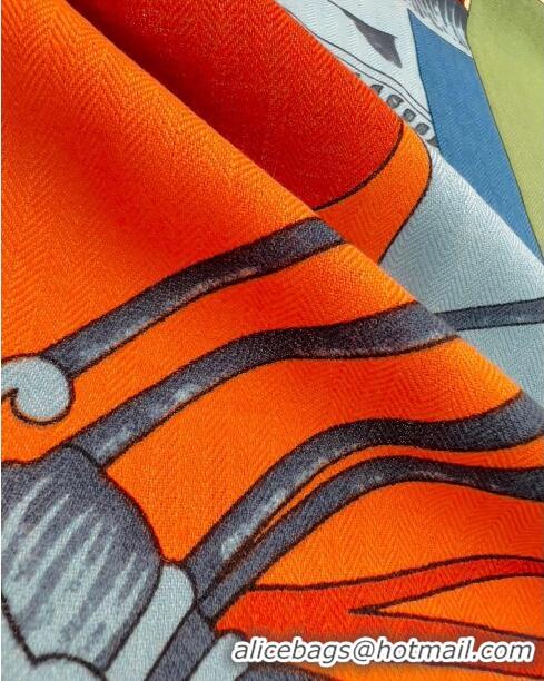 New Style Hermes Cavalier En Formes Cashmere & Silk Sqaure Shawl Scarf 140cm H111841 Orange 2023