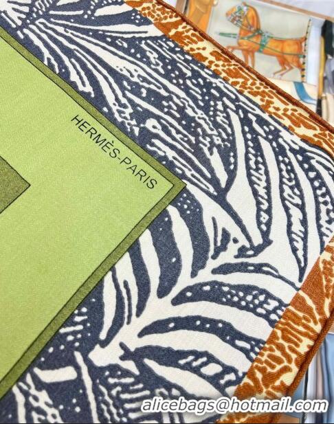 Sale Grade Hermes Cavalier En Formes Cashmere & Silk Sqaure Shawl Scarf 140cm H111842 Green 2023