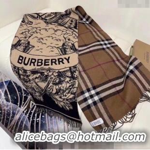 Top Grade Burberry Reversible Equestrian Knight Check Cashmere Scarf 50x210cm BU1123 2023