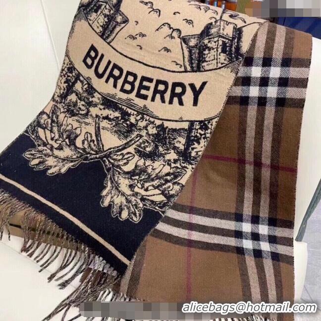 Top Grade Burberry Reversible Equestrian Knight Check Cashmere Scarf 50x210cm BU1123 2023