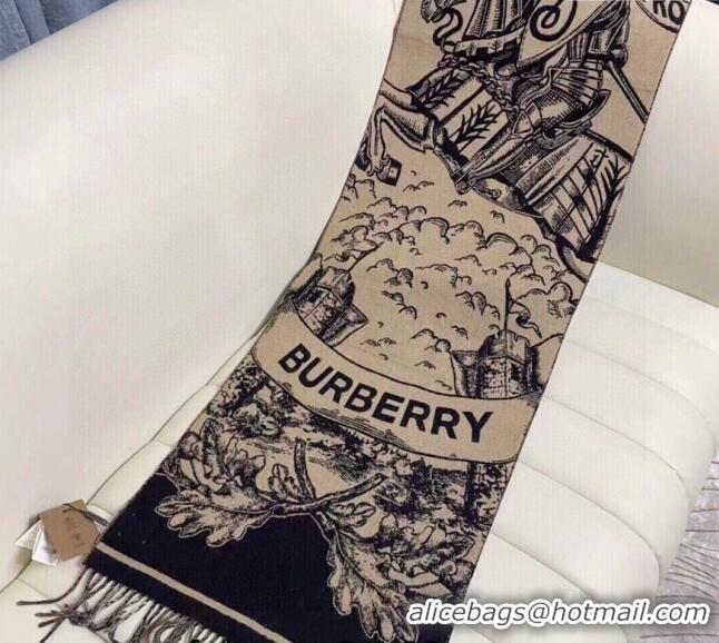 Top Grade Burberry Reversible Equestrian Knight Check Cashmere Scarf 50x210cm BU1123 2023