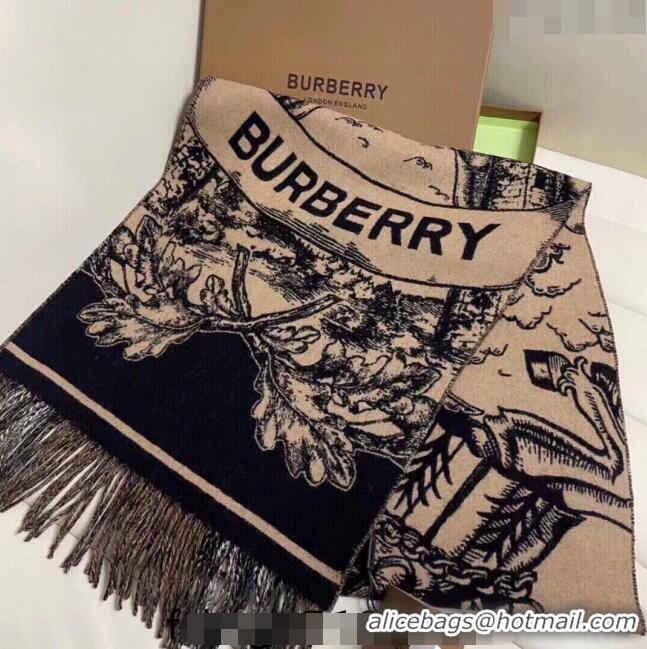 Top Grade Burberry Reversible Equestrian Knight Check Cashmere Scarf 50x210cm BU1123 2023