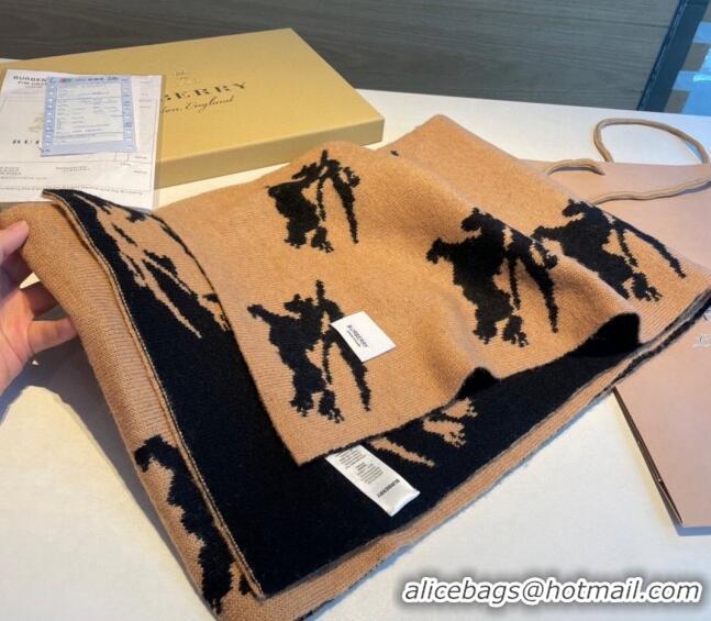 Well Crafted Burberry Equestrian Knight Knit Scarf 30x180cm BU1123 Brown/Black 2023