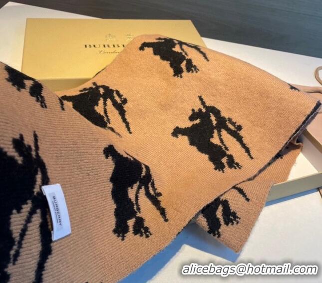 Well Crafted Burberry Equestrian Knight Knit Scarf 30x180cm BU1123 Brown/Black 2023