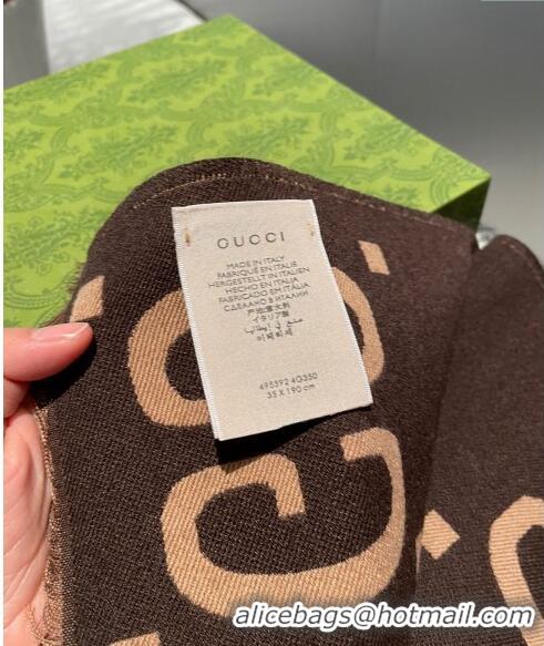 Buy Inexpensive Gucci Jumbo GG Cashmere Scarf 45x170cm G1123 Brown 2023