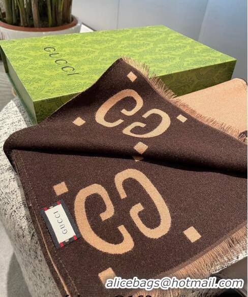 Buy Inexpensive Gucci Jumbo GG Cashmere Scarf 45x170cm G1123 Brown 2023