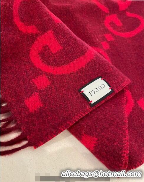 Low Price Gucci Jumbo GG Cashmere Scarf 45x170cm G1123 Red 2023