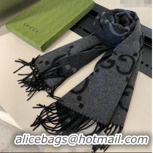 Promotional Gucci Jumbo GG Cashmere Scarf 45x170cm G1123 Grey 2023