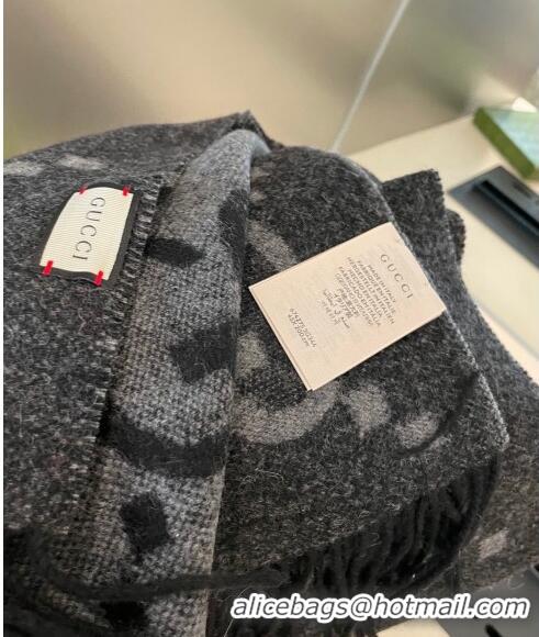 Promotional Gucci Jumbo GG Cashmere Scarf 45x170cm G1123 Grey 2023