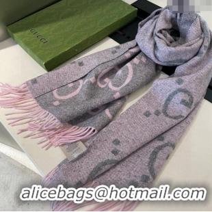 Top Grade Gucci Jumbo GG Cashmere Scarf 45x170cm G1123 Pink 2023