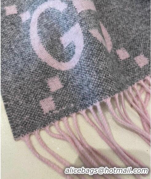 Top Grade Gucci Jumbo GG Cashmere Scarf 45x170cm G1123 Pink 2023