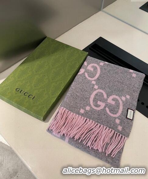 Top Grade Gucci Jumbo GG Cashmere Scarf 45x170cm G1123 Pink 2023