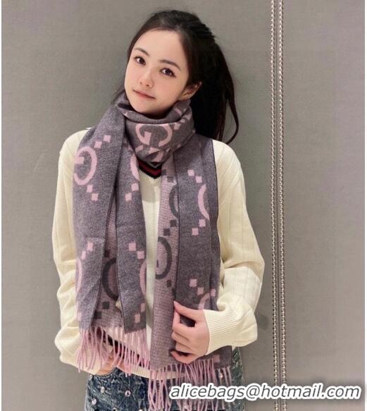 Top Grade Gucci Jumbo GG Cashmere Scarf 45x170cm G1123 Pink 2023