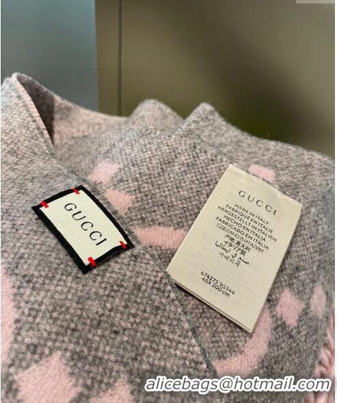 Top Grade Gucci Jumbo GG Cashmere Scarf 45x170cm G1123 Pink 2023