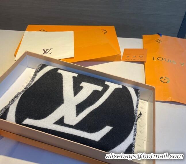 Promotional Louis Vuitton LV Medallion Long Wool Scarf 30x209cm LV1123 Black/White 2023