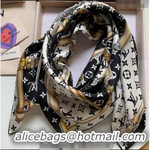 Best Price Louis Vuitton Silk Sqaure Scarf 90x90cm 112301 Black/White 2023