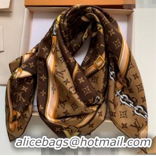 New Fashion Louis Vuitton Silk Sqaure Scarf 90x90cm LV1123 Brown 2023