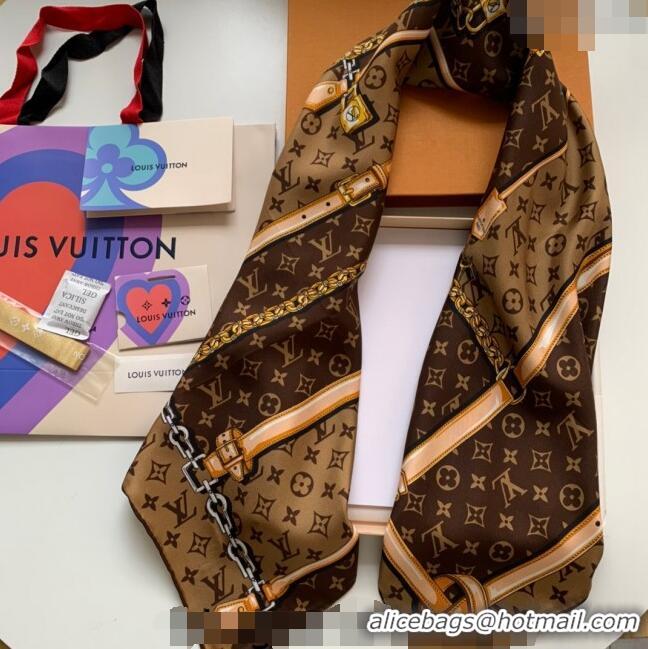 New Fashion Louis Vuitton Silk Sqaure Scarf 90x90cm LV1123 Brown 2023