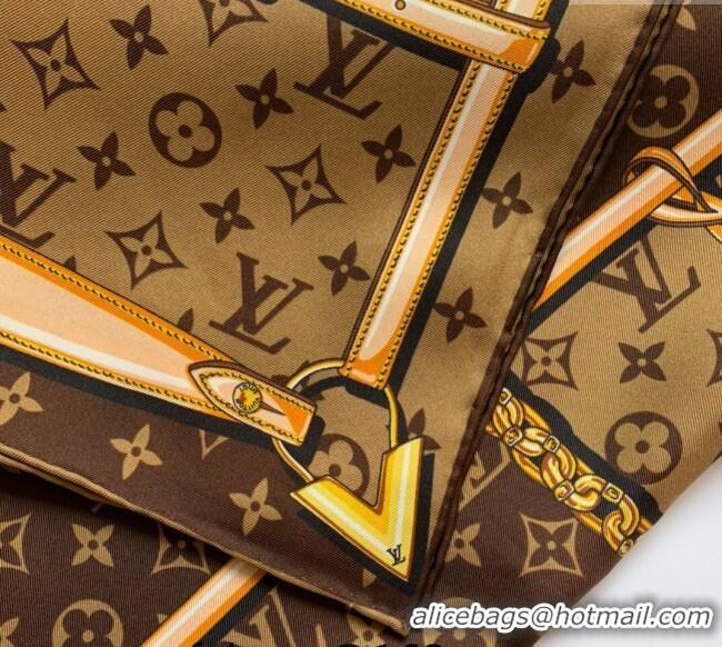 New Fashion Louis Vuitton Silk Sqaure Scarf 90x90cm LV1123 Brown 2023