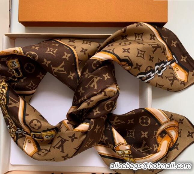 New Fashion Louis Vuitton Silk Sqaure Scarf 90x90cm LV1123 Brown 2023