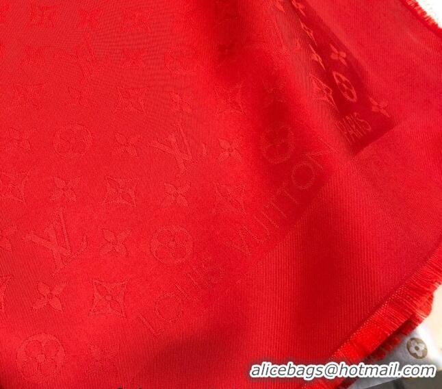 Famous Brand Louis Vuitton Classic Shiny Monogram Silk Square Scarf 140cm 1123 Red 2023