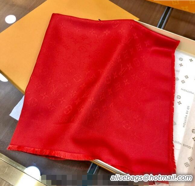 Famous Brand Louis Vuitton Classic Shiny Monogram Silk Square Scarf 140cm 1123 Red 2023