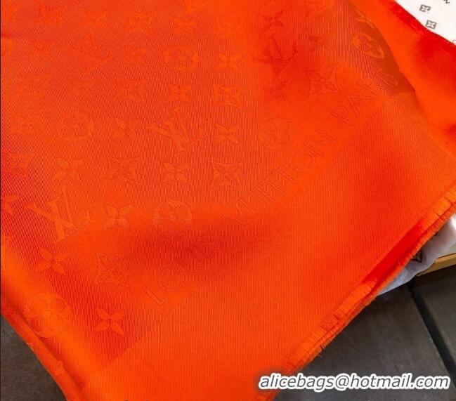 Traditional Specials Louis Vuitton Classic Shiny Monogram Silk Square Scarf 140cm 1123 Orange 2023