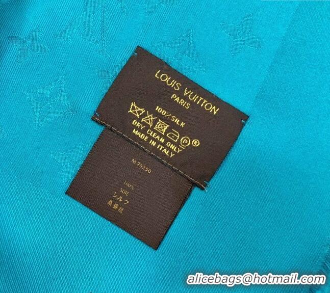 Good Taste Louis Vuitton Classic Shiny Monogram Silk Square Scarf 140cm 1123 Blue 2023