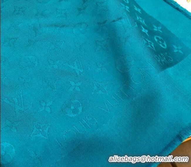 Good Taste Louis Vuitton Classic Shiny Monogram Silk Square Scarf 140cm 1123 Blue 2023