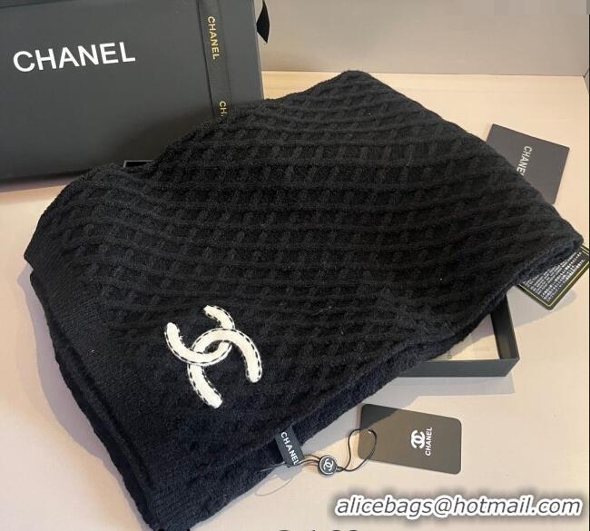 Unique Grade Chanel Quilted Knit Scarf 35x180cm 1123 Black 2023