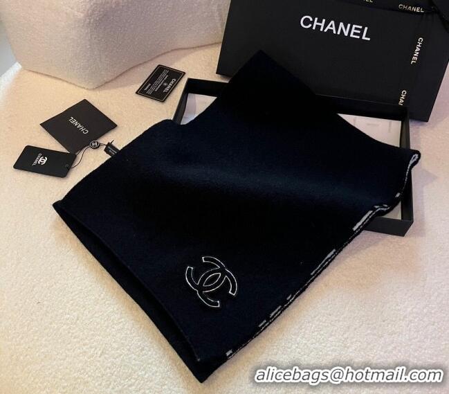 Unique Grade Chanel Quilted Knit Scarf 35x180cm 1123 Black 2023