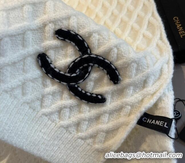 Buy Inexpensive Chanel Quilted Knit Scarf 35x180cm 1123 White 2023