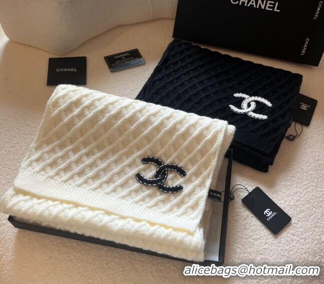 Buy Inexpensive Chanel Quilted Knit Scarf 35x180cm 1123 White 2023