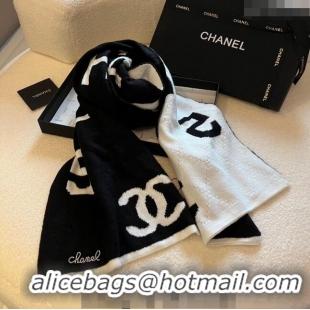 Famous Brand Chanel CC 5 Knit Scarf 30x178cm 1123 White/Black 2023