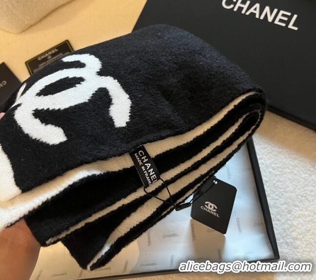 Famous Brand Chanel CC 5 Knit Scarf 30x178cm 1123 White/Black 2023