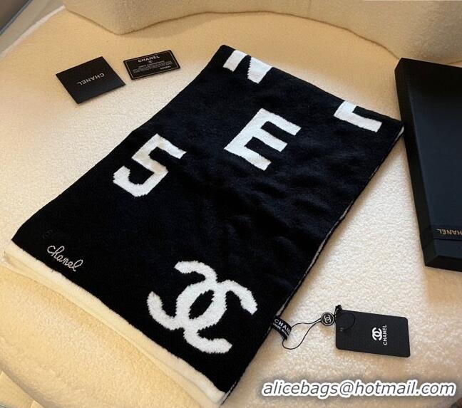 Famous Brand Chanel CC 5 Knit Scarf 30x178cm 1123 White/Black 2023