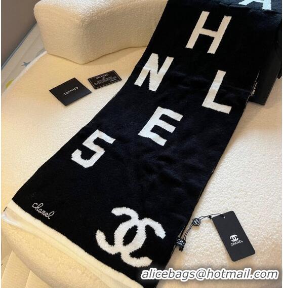 Famous Brand Chanel CC 5 Knit Scarf 30x178cm 1123 White/Black 2023