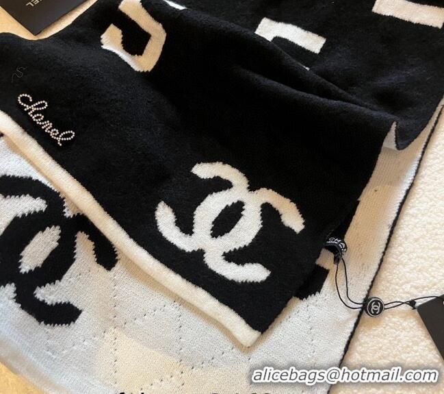 Famous Brand Chanel CC 5 Knit Scarf 30x178cm 1123 White/Black 2023