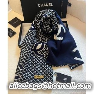 Best Price Chanel CC Knit Scarf 35x190cm 1123 Dark Blue 2023