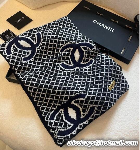 Best Price Chanel CC Knit Scarf 35x190cm 1123 Dark Blue 2023