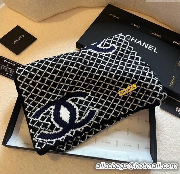 Best Price Chanel CC Knit Scarf 35x190cm 1123 Dark Blue 2023