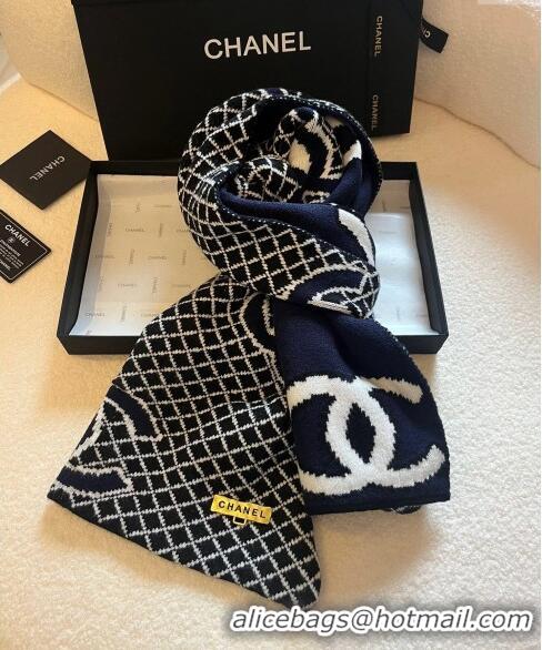 Best Price Chanel CC Knit Scarf 35x190cm 1123 Dark Blue 2023