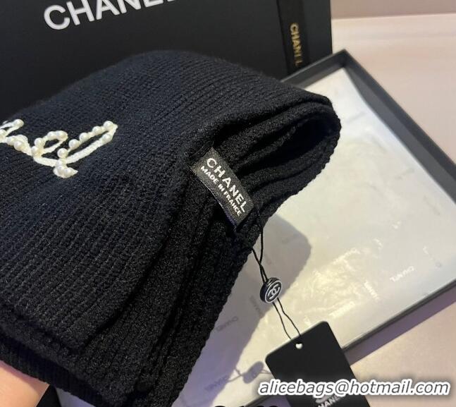 Top Quality Chanel Knit Hat and Scarf Set CH1123 Black 2023