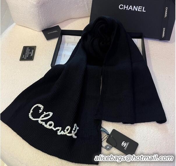 Top Quality Chanel Knit Hat and Scarf Set CH1123 Black 2023