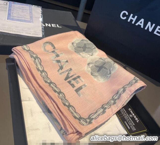 Well Crafted Chanel Camellia Bloom Cashmere Long Scarf 110x200cm CH1123 Light Pink 2023