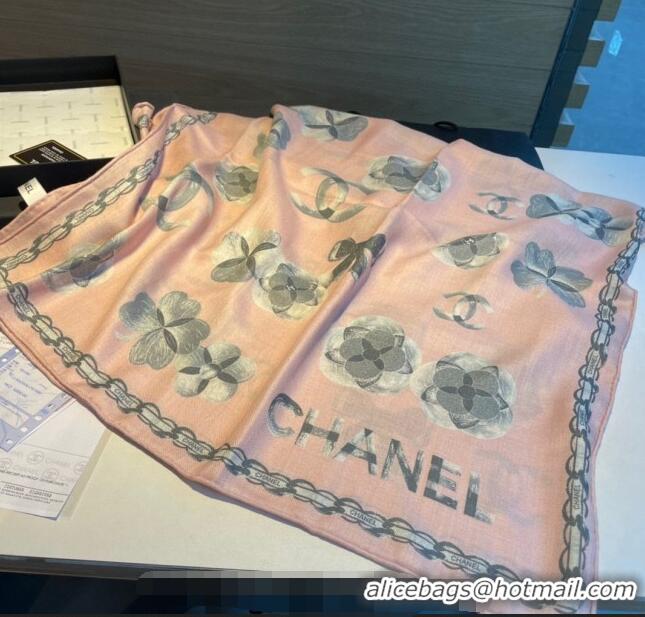 Well Crafted Chanel Camellia Bloom Cashmere Long Scarf 110x200cm CH1123 Light Pink 2023