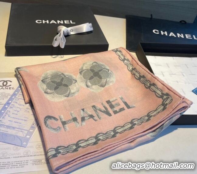 Well Crafted Chanel Camellia Bloom Cashmere Long Scarf 110x200cm CH1123 Light Pink 2023