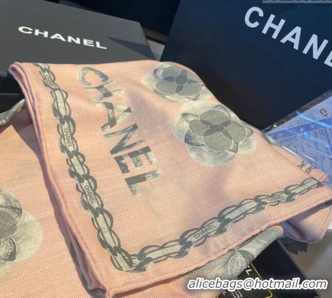 Well Crafted Chanel Camellia Bloom Cashmere Long Scarf 110x200cm CH1123 Light Pink 2023